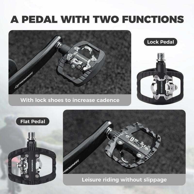Pedale ROCKBROS 2in1 MTB platformă antiderapantă și clipless