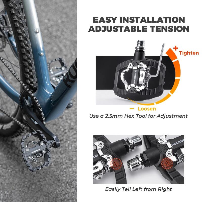 Pedale ROCKBROS 2in1 MTB platformă antiderapantă și clipless