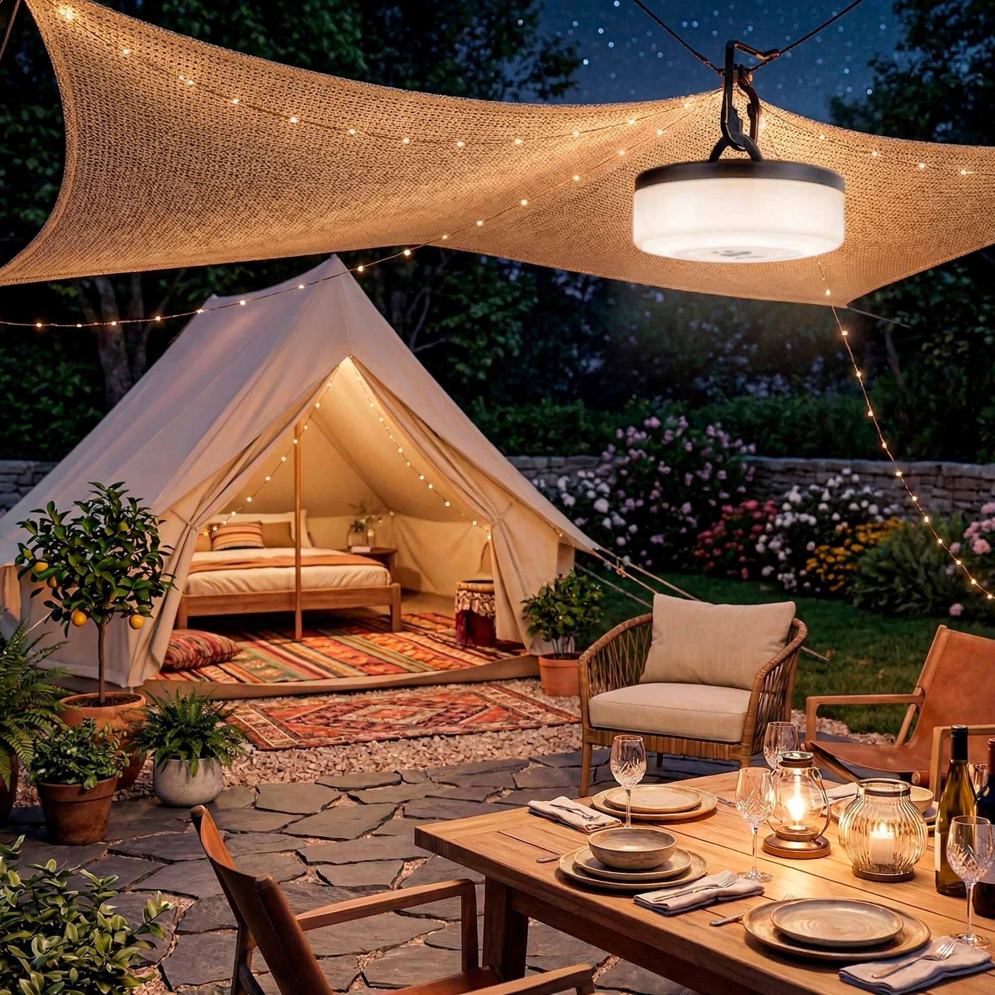 Aktive Lâmpada de acampamento LED e guirlanda de 10 metros com 200 lúmens 2/7