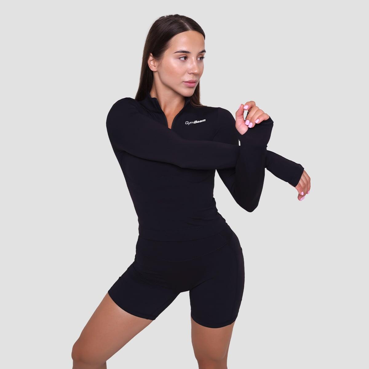 Koszulka damska fitness z zamkiem czarna Ignite 3/7