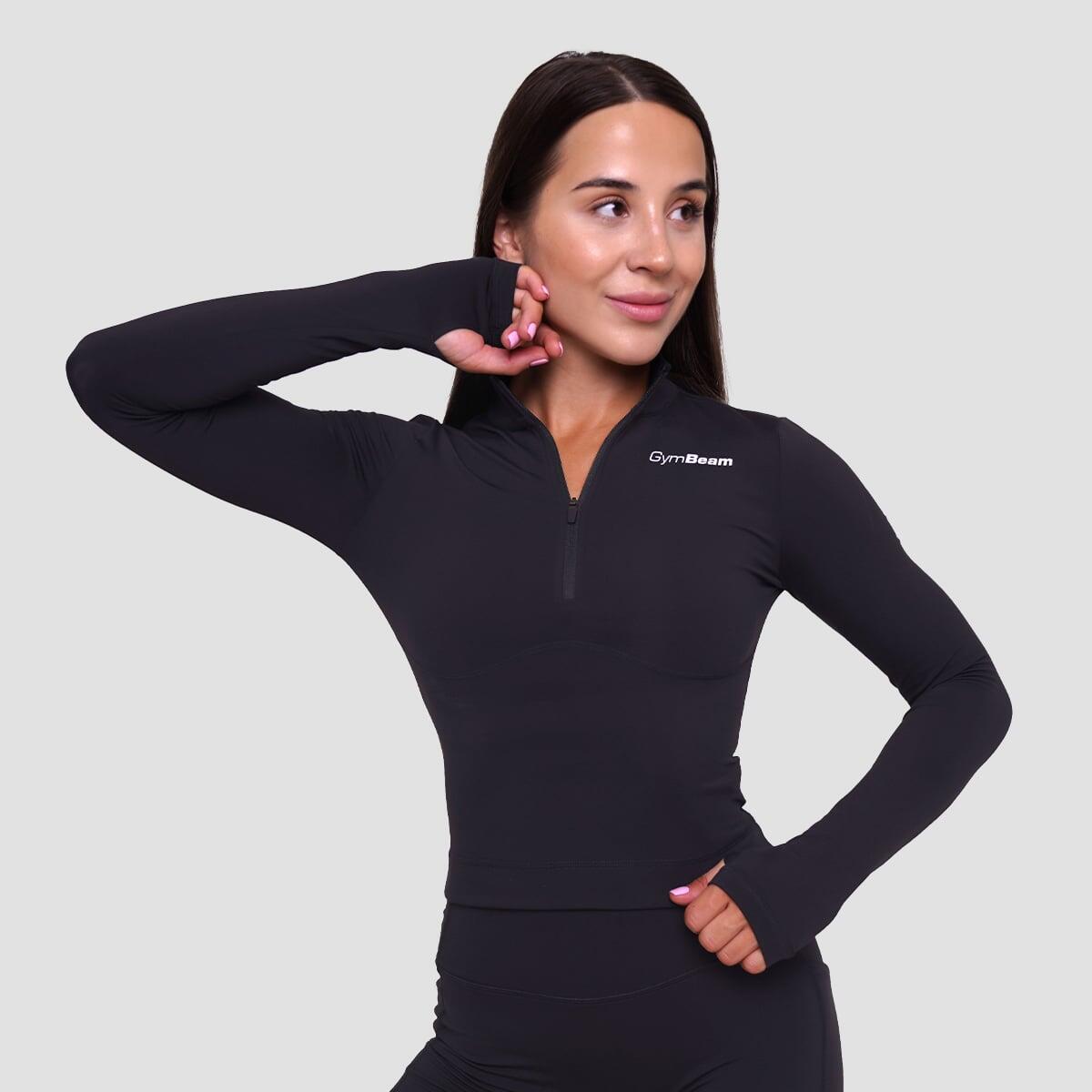 Koszulka damska fitness z zamkiem czarna Ignite 4/7