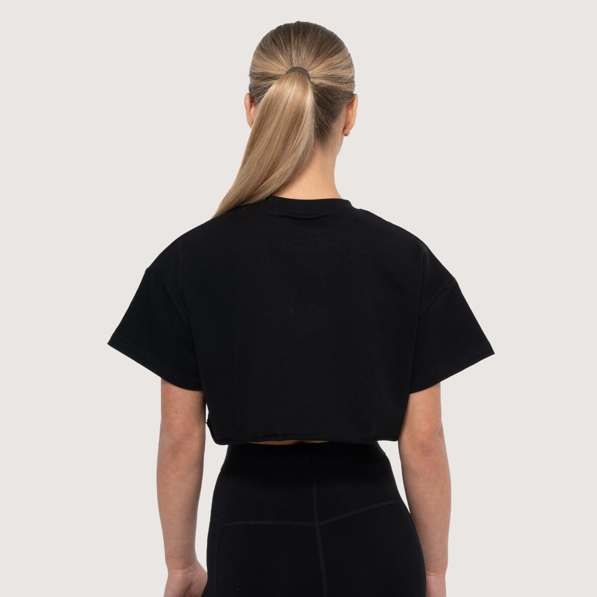 Crop top donna palestra cropped nero Thrive 3/7