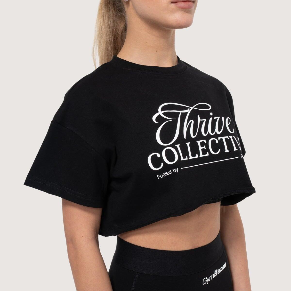 Crop top donna palestra cropped nero Thrive 2/7