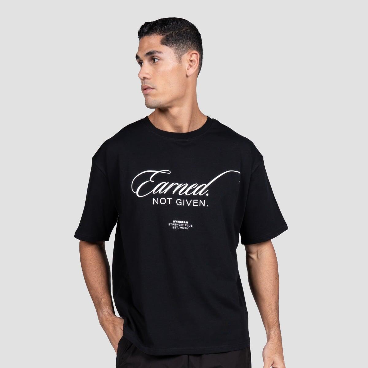 T-shirt uomo palestra oversize nera Earned 3/7