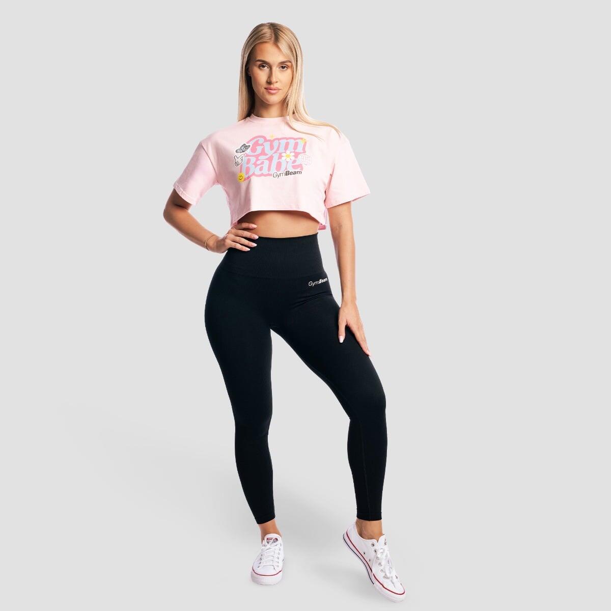 T-shirt donna fitness cropped rosa 5/7
