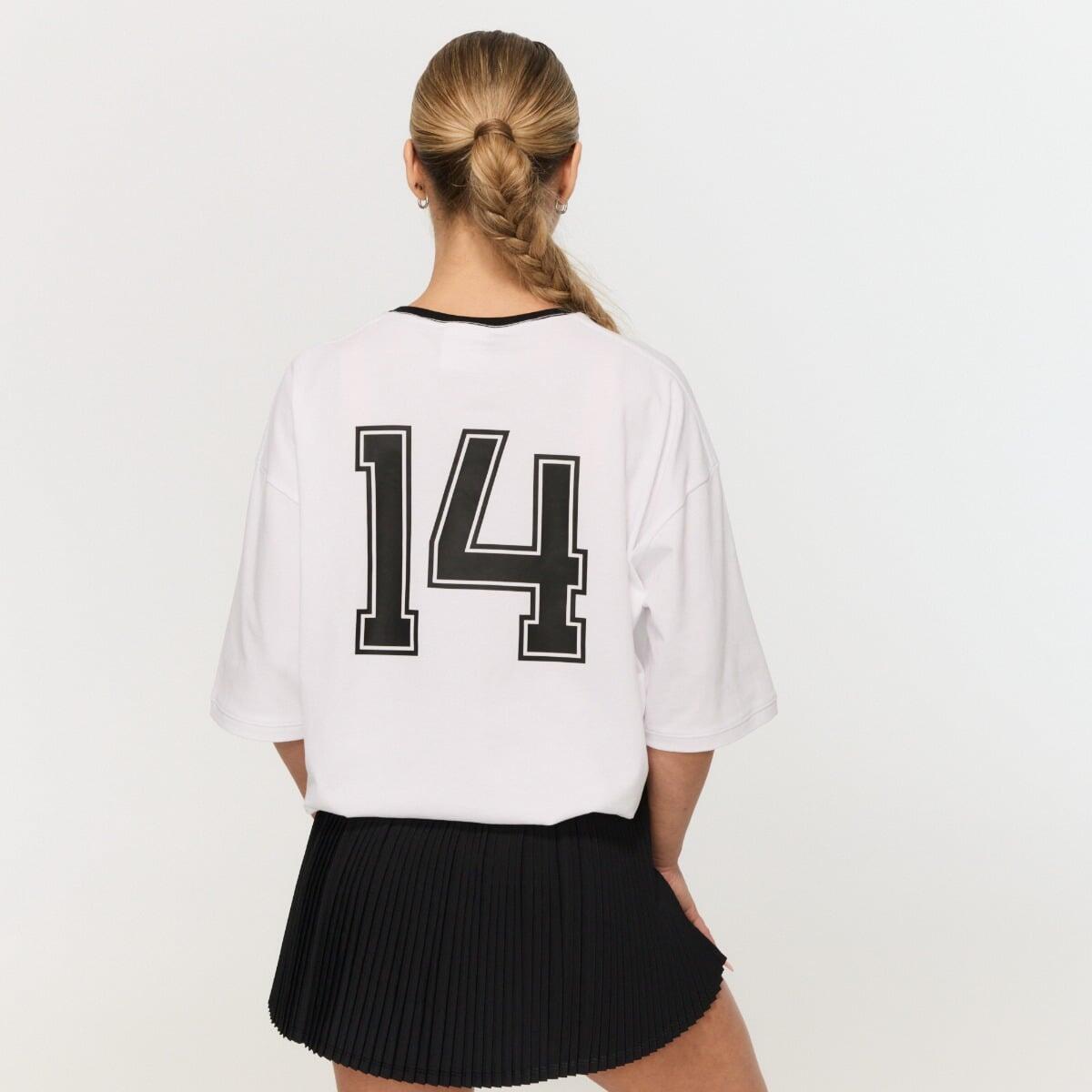 Maglietta donna palestra oversize bianca Varsity 4/6