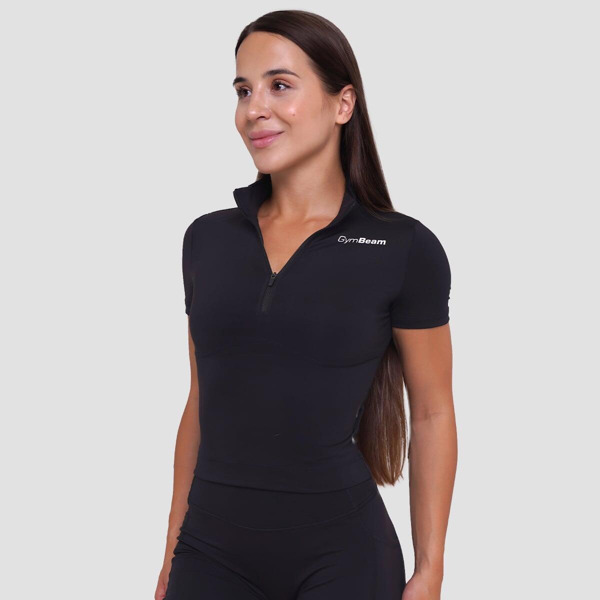 T-shirt donna palestra cropped nera Ignite 2/7