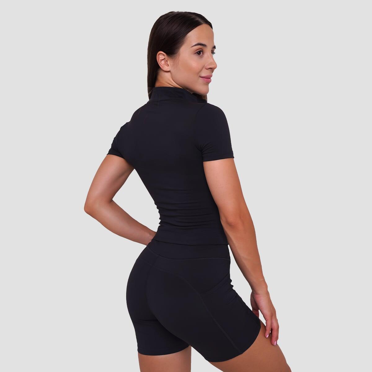 T-shirt donna palestra cropped nera Ignite 4/7