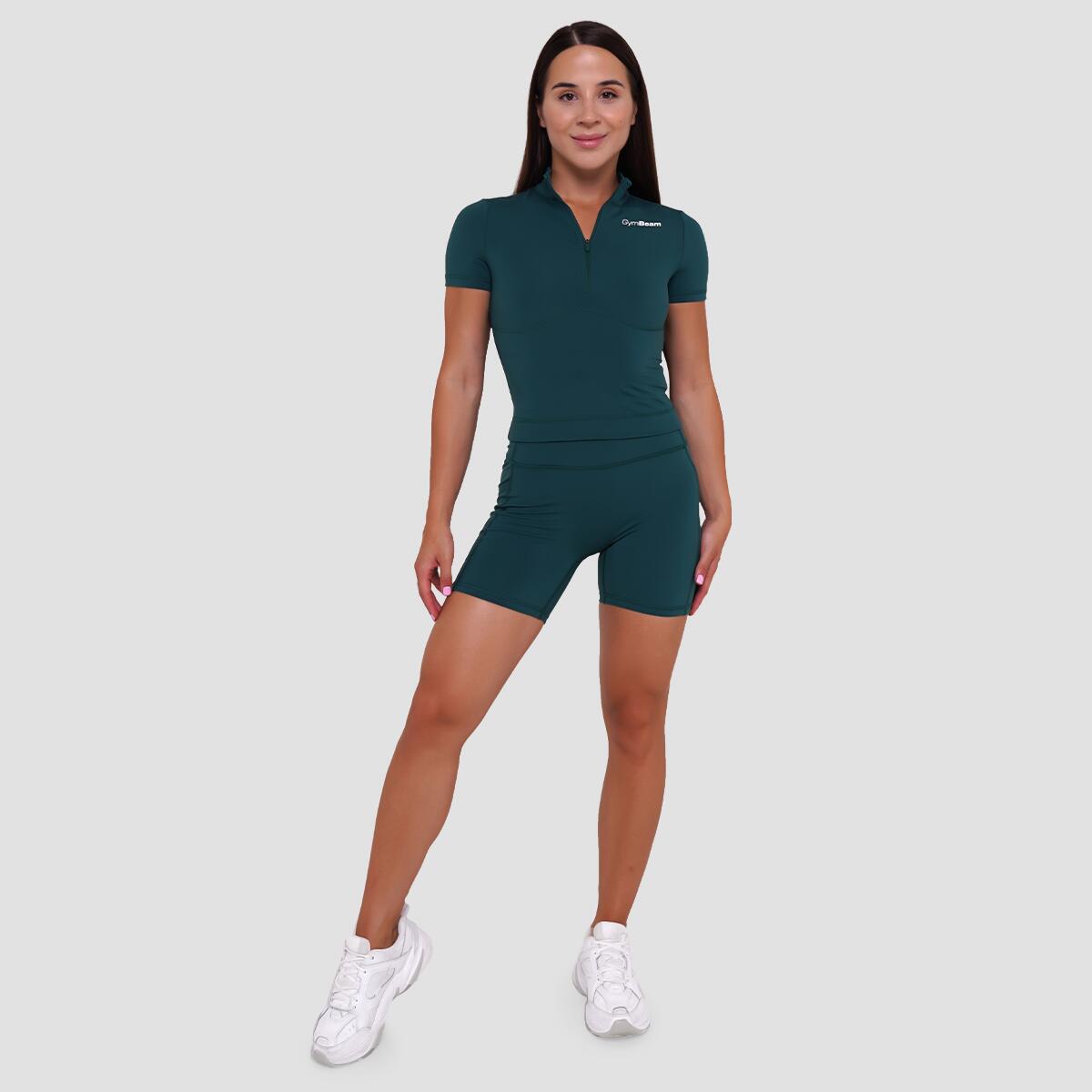 Koszulka damska fitness z zamkiem ciemnozielona Ignite Cropped 5/7