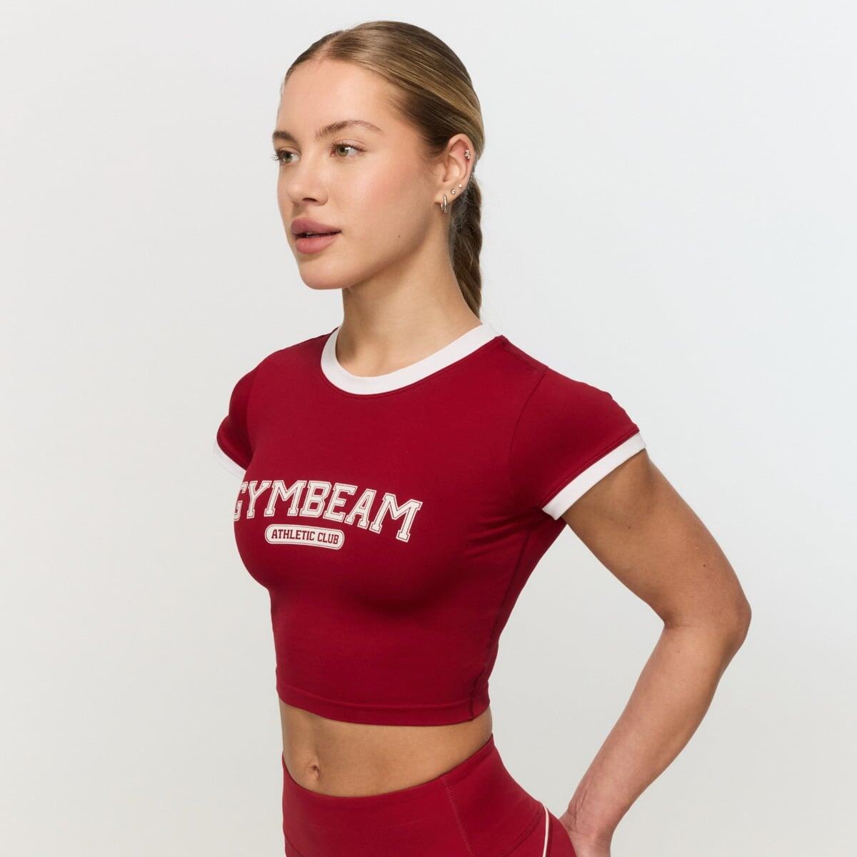 Koszulka damska fitness slim czerwona Varsity 2/5