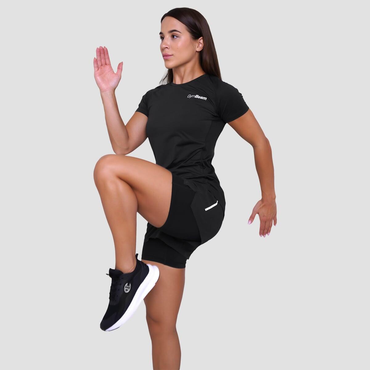 T-shirt donna running traspirante nera Pulse 4/7