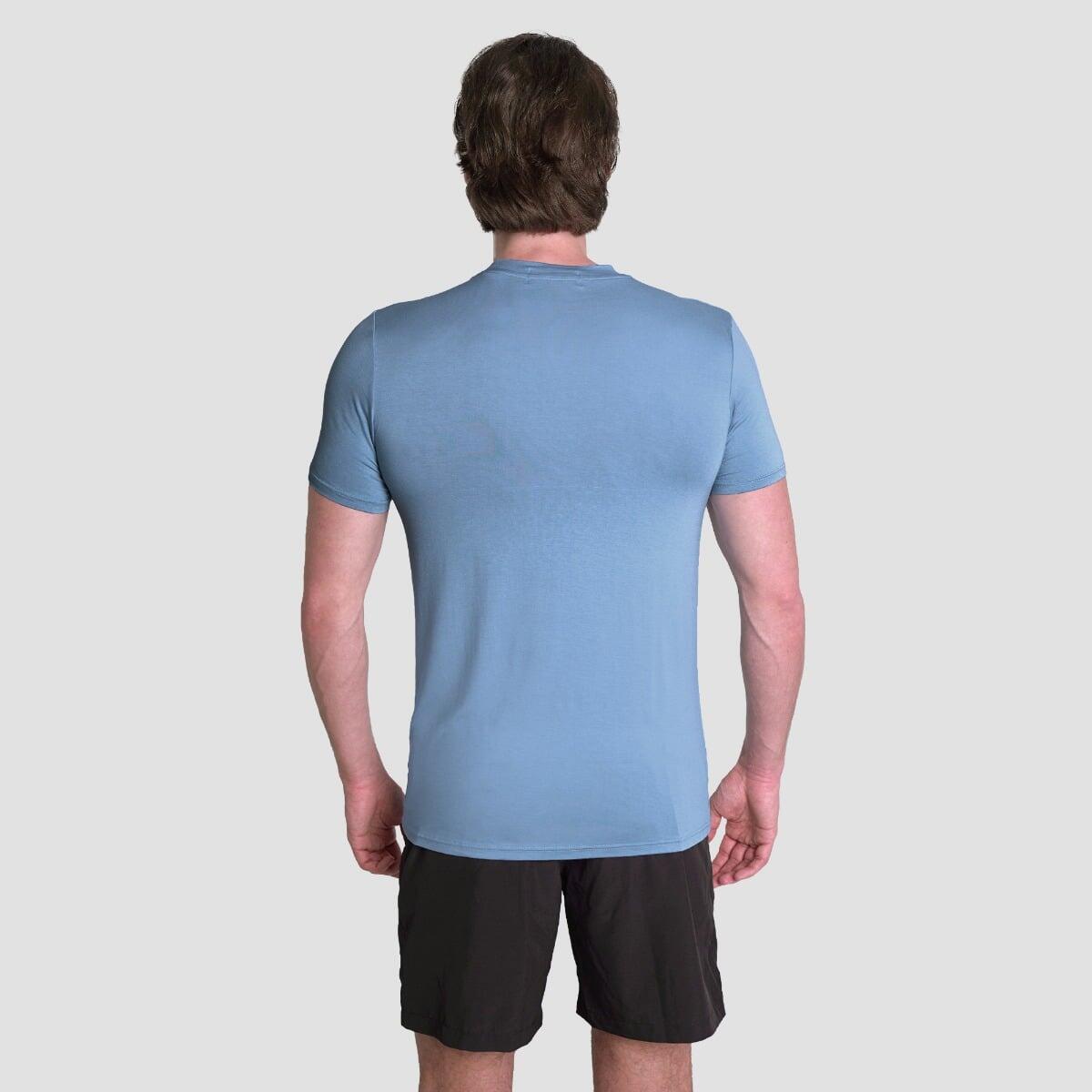 T-shirt uomo palestra traspirante blu Essence 3/6