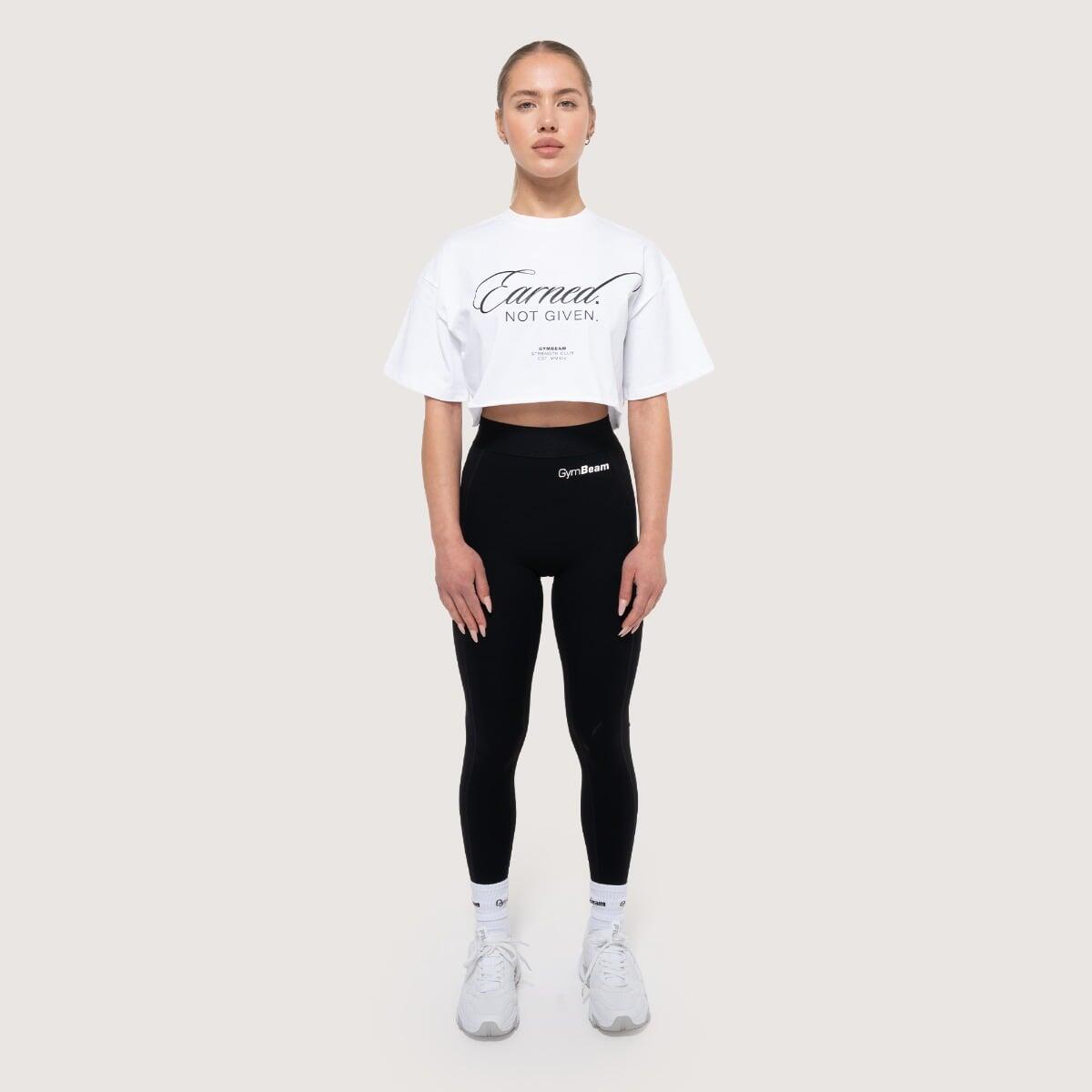 Koszulka damska functional training cropped biała Earned 5/7