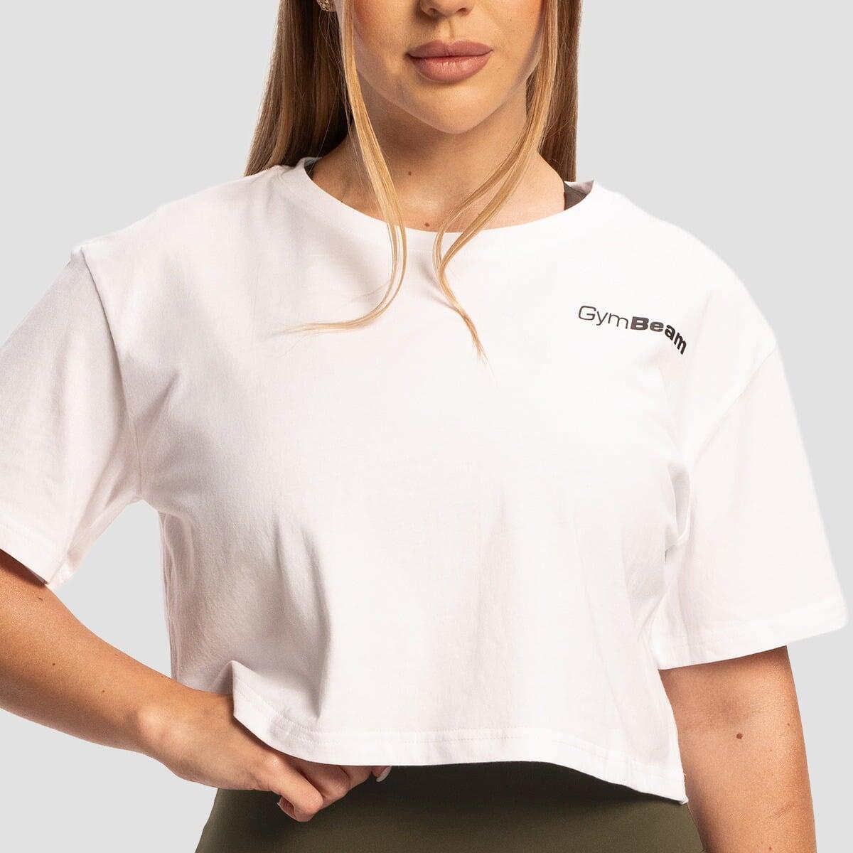 Koszulka damska fitness cropped bawełniana Limitless biała 2/7