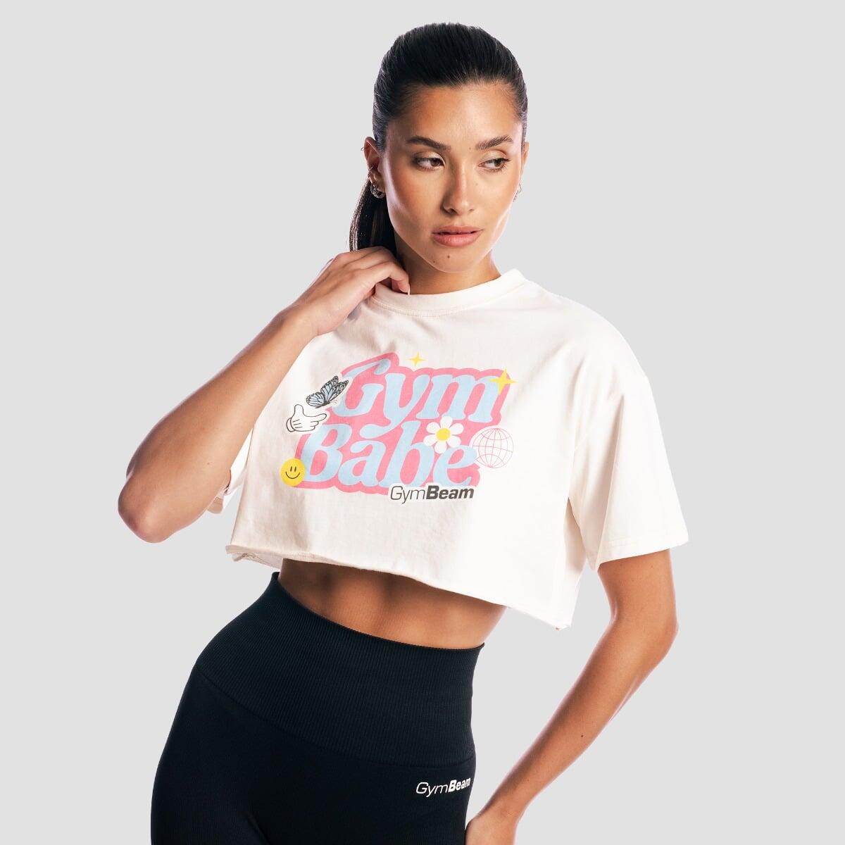 T-shirt donna fitness cropped crema 4/7