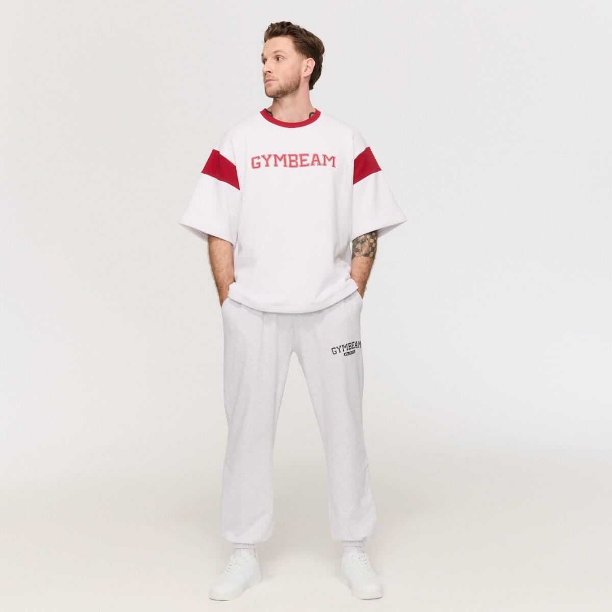 Maglietta uomo oversize pesante bianca Varsity 5/7