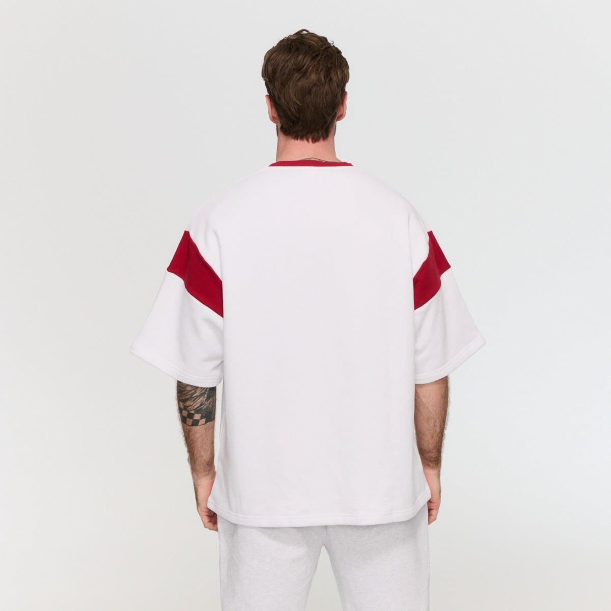 Maglietta uomo oversize pesante bianca Varsity 4/7