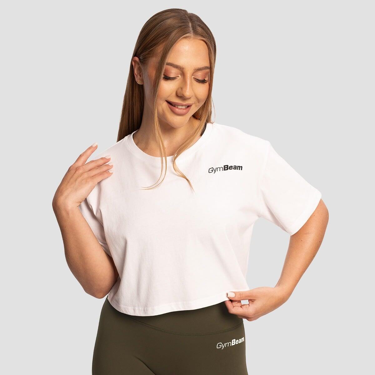 Koszulka damska fitness cropped bawełniana Limitless biała 4/7