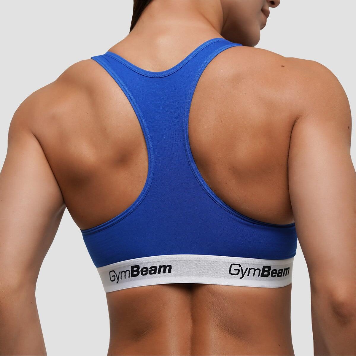 Reggiseno sportivo donna con spalline larghe blu 3/7