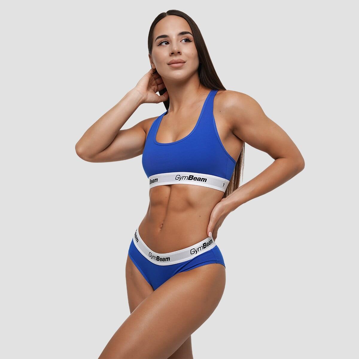 Reggiseno sportivo donna con spalline larghe blu 5/7