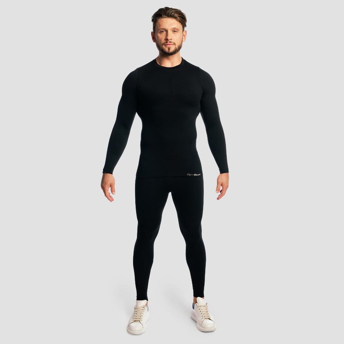Koszulka męska fitness z długim rękawem slim czarna Fuse 5/7