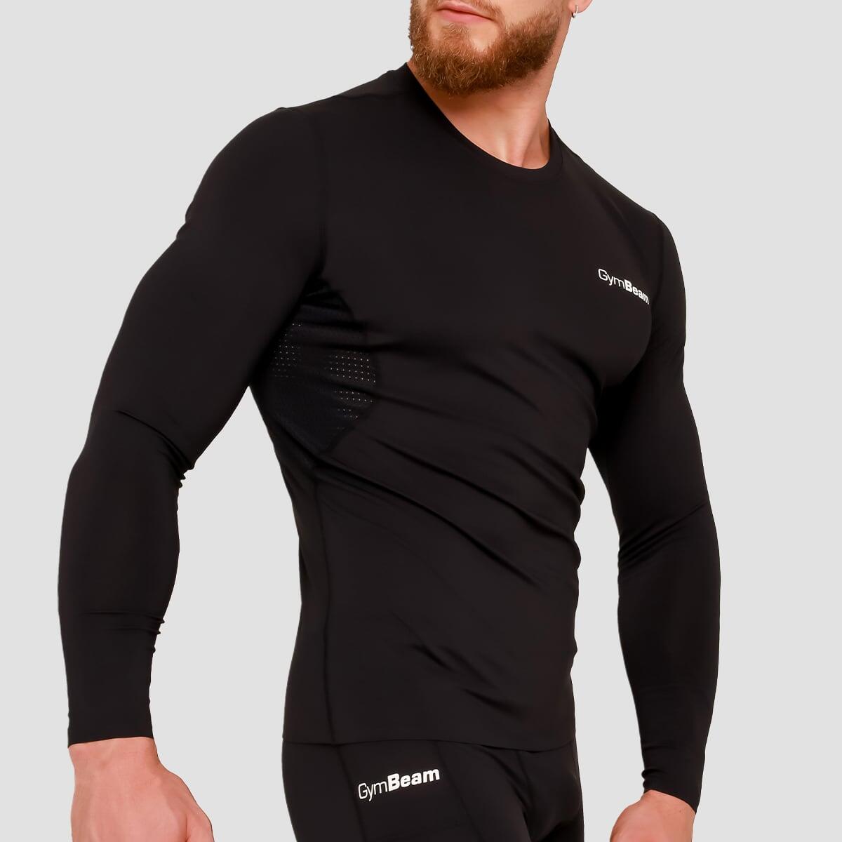 Koszulka męska fitness z długim rękawem kompresyjna czarna High 4/7