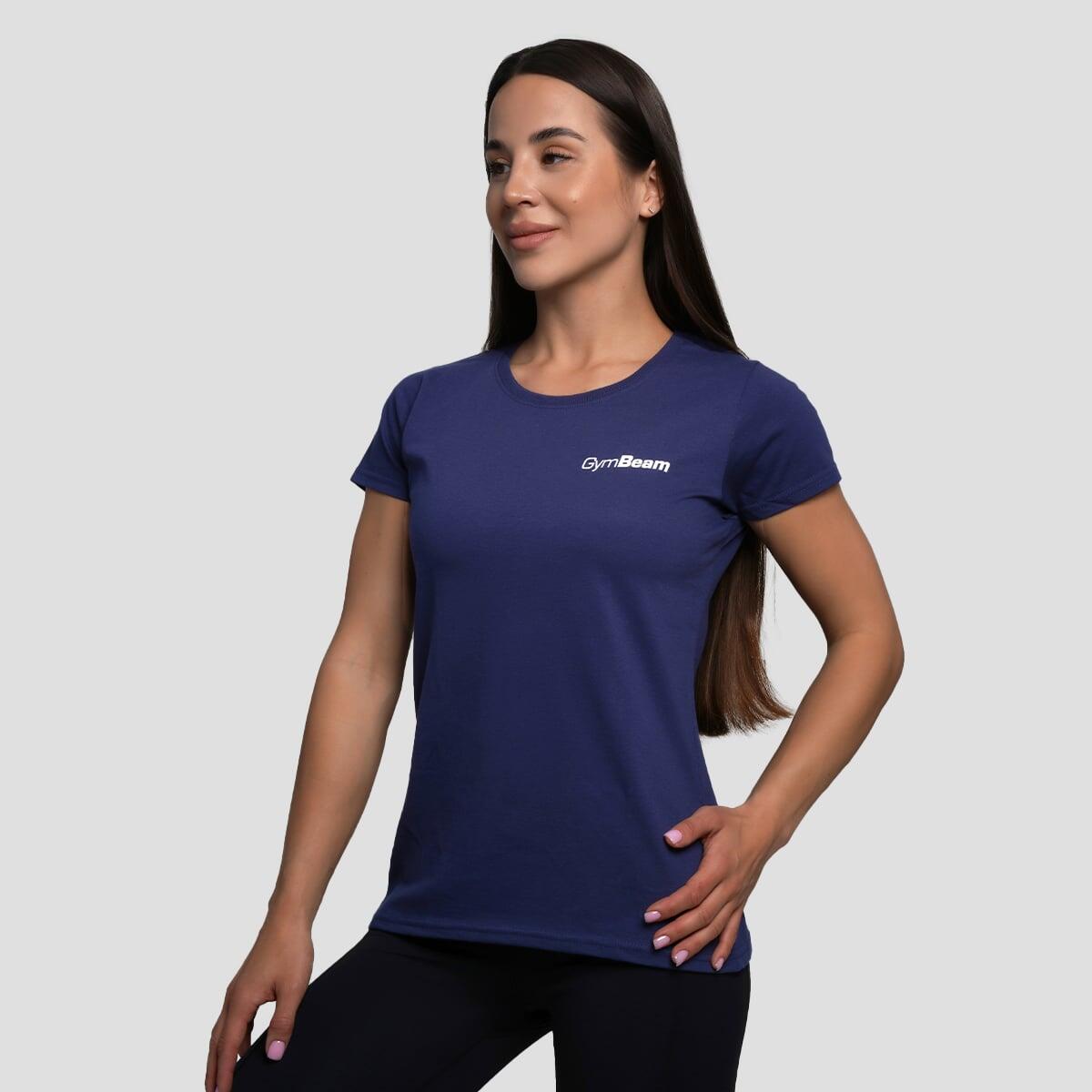Koszulka damska fitness z krótkim rękawem granatowa Basic 4/7