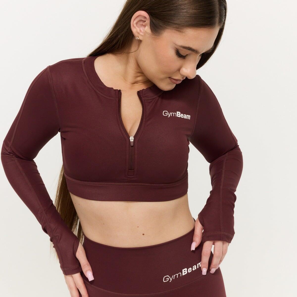 Top donna palestra con zip cropped rosso Prime 3/6