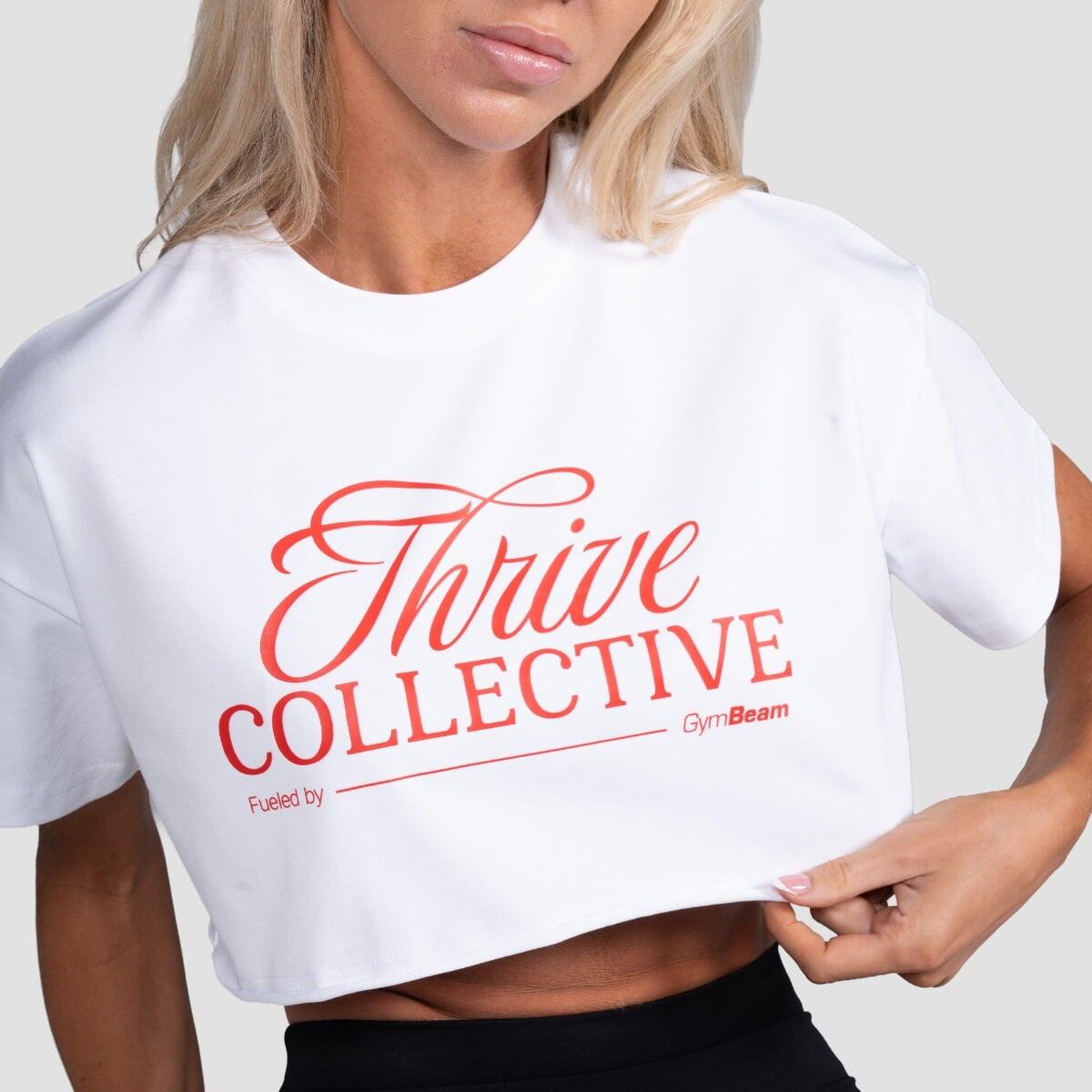Crop top donna palestra cropped bianco Thrive 2/7