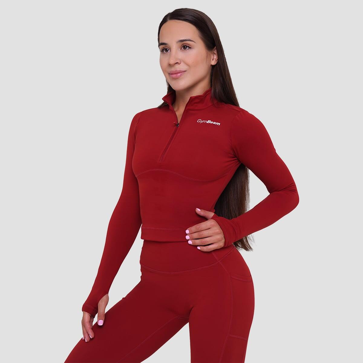 Top donna palestra con zip cropped rosso Ignite 3/7