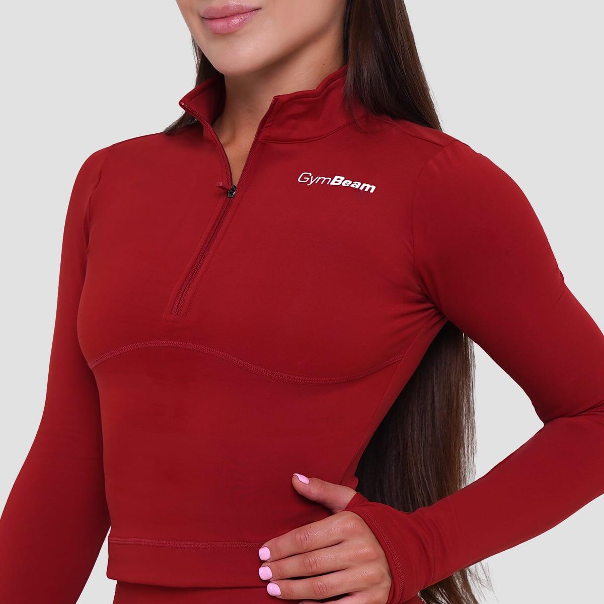 Top donna palestra con zip cropped rosso Ignite 2/7