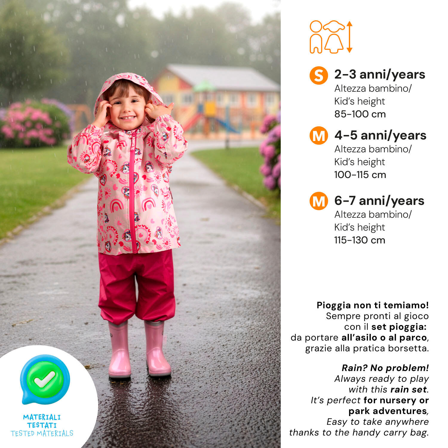 Set Pioggia Impermeabile Bambina 2/7