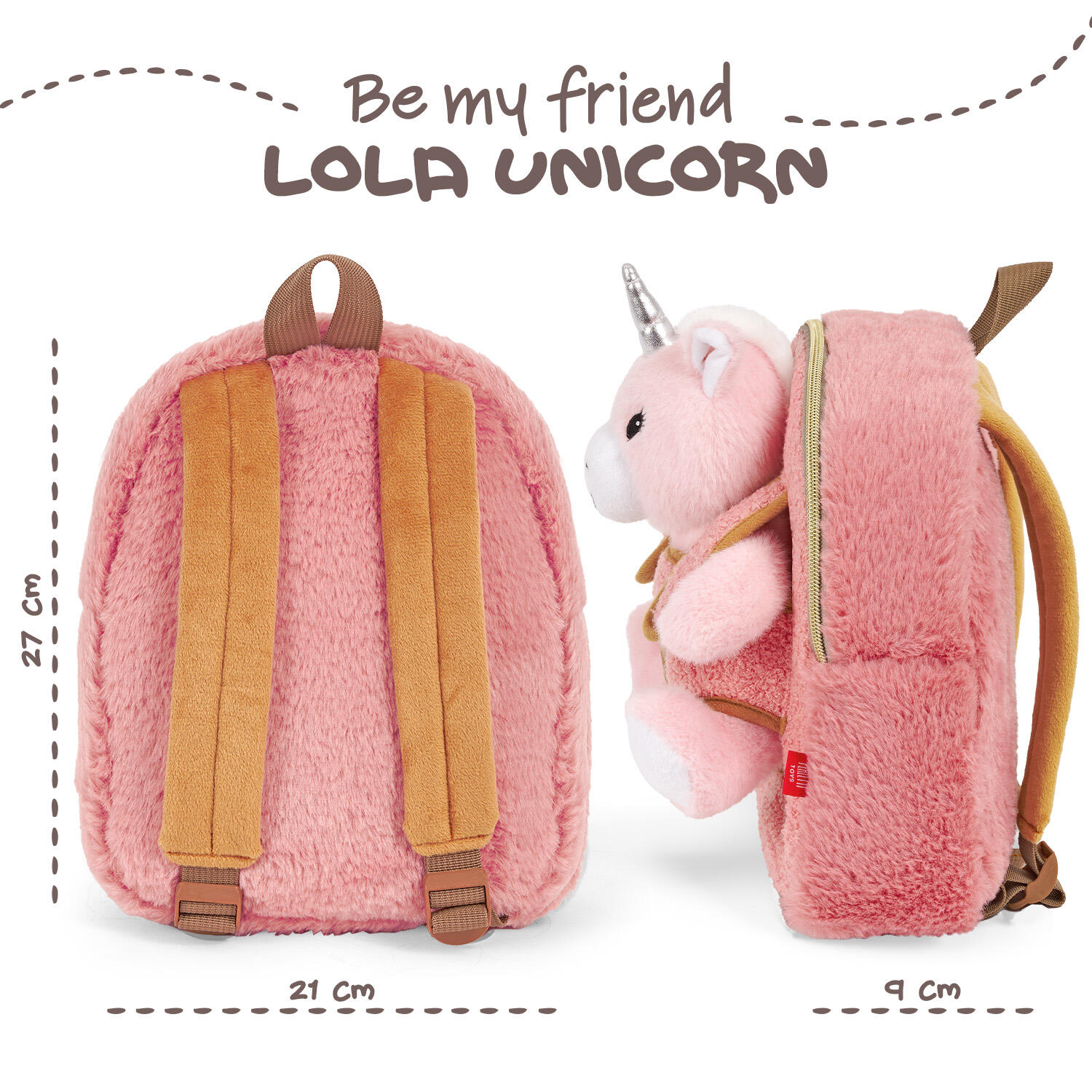 Zaino Morbido con Peluche Unicorno Rosa 3/7