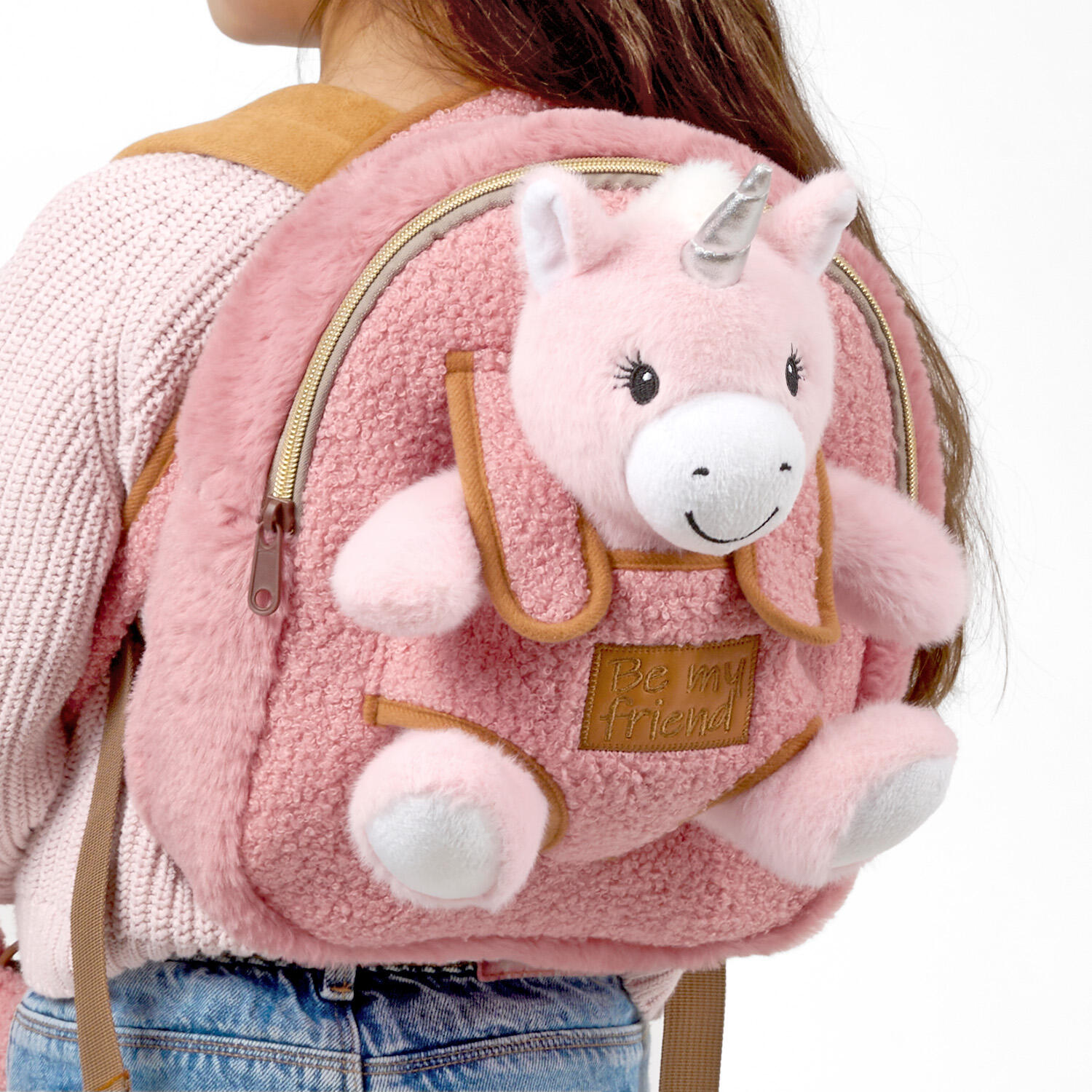 Zaino Morbido con Peluche Unicorno Rosa 2/7