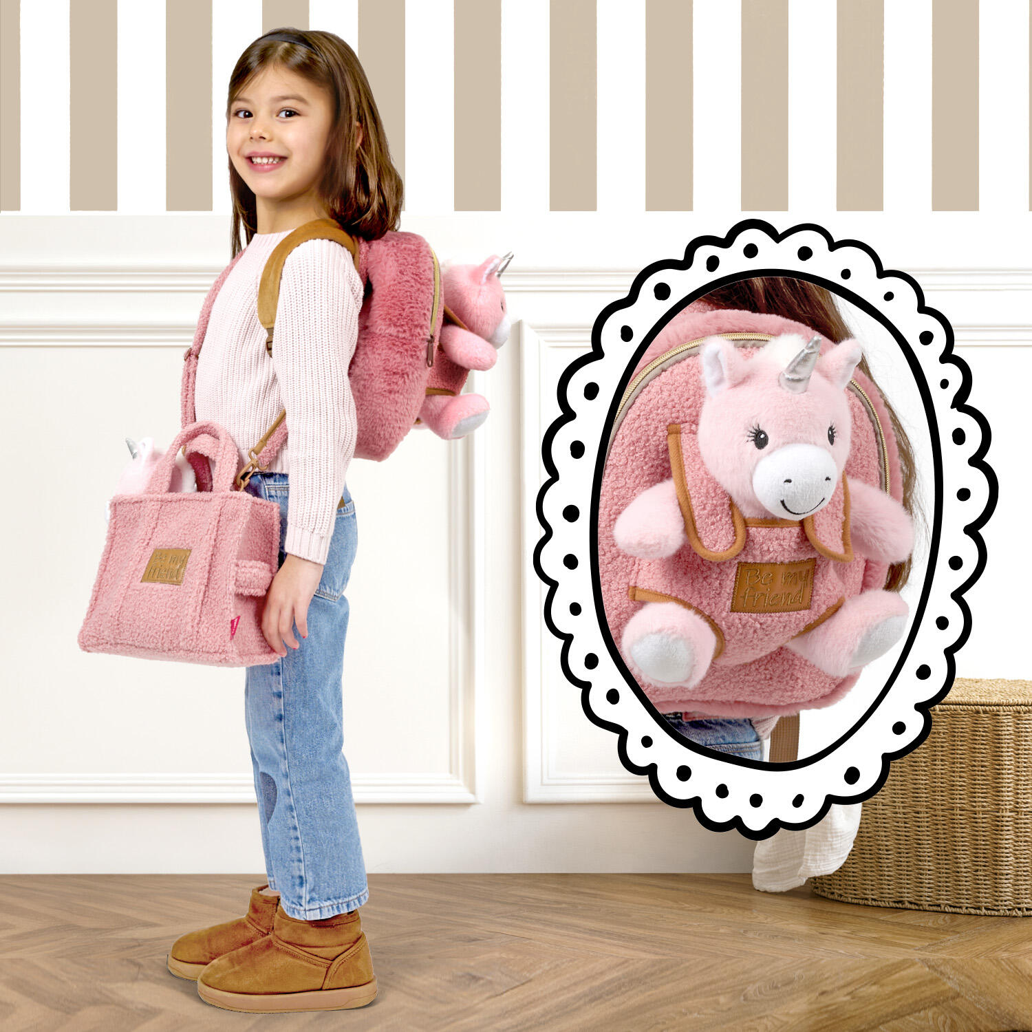 Zaino Morbido con Peluche Unicorno Rosa 7/7