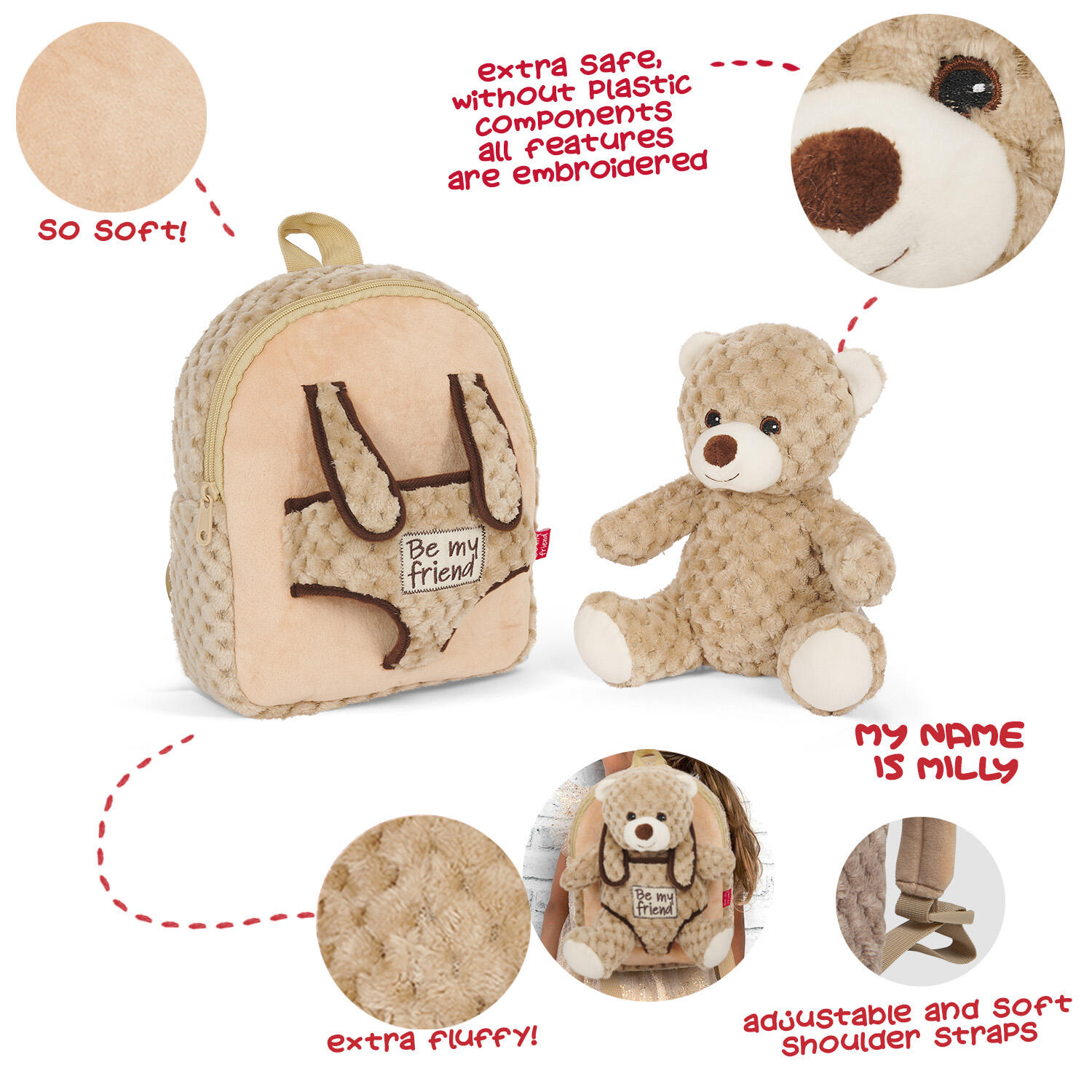 Rucksack mit Plüsch Kind Educa Borras Milly Bear 4/7