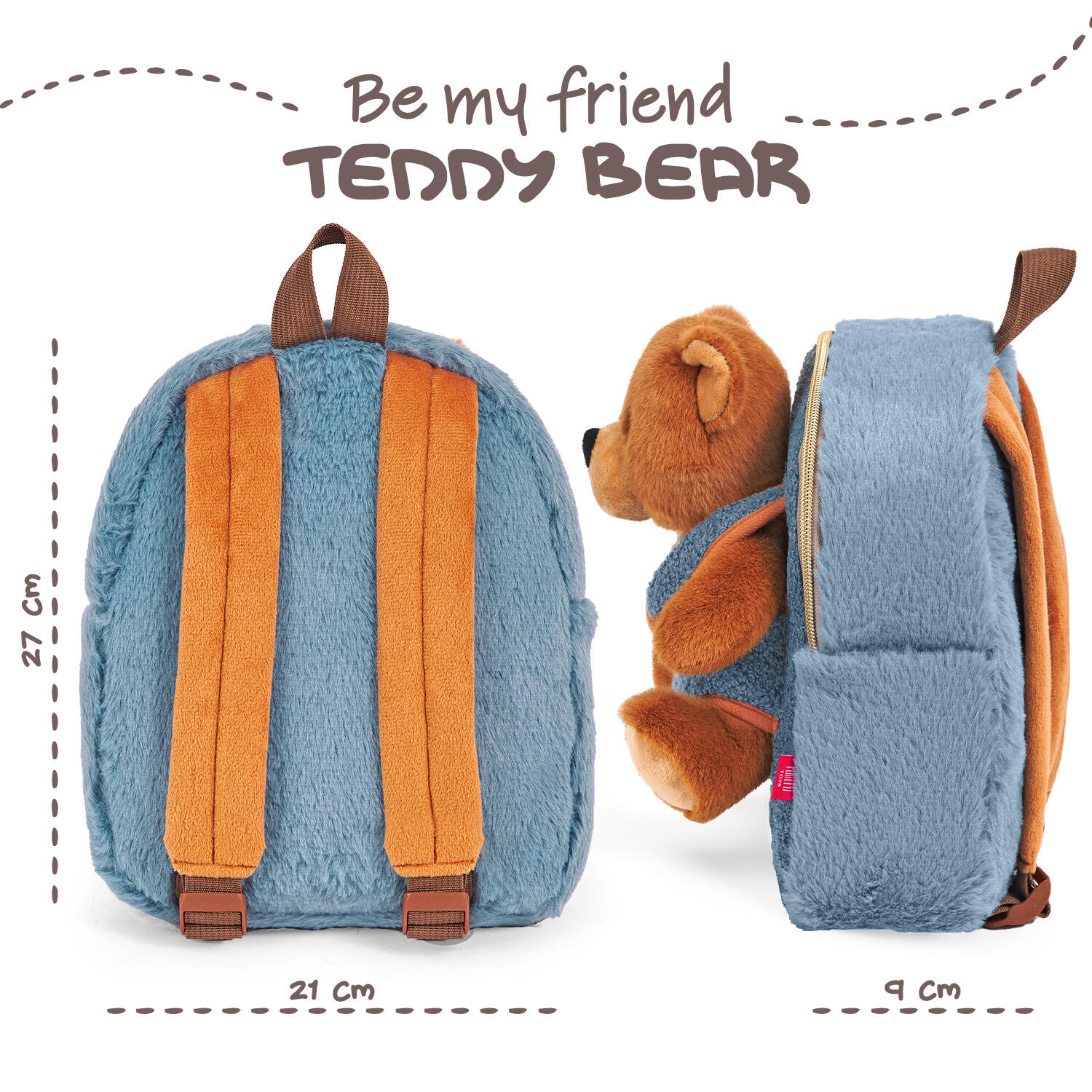 Zaino Morbido con Peluche Orsetto Marrone 3/7