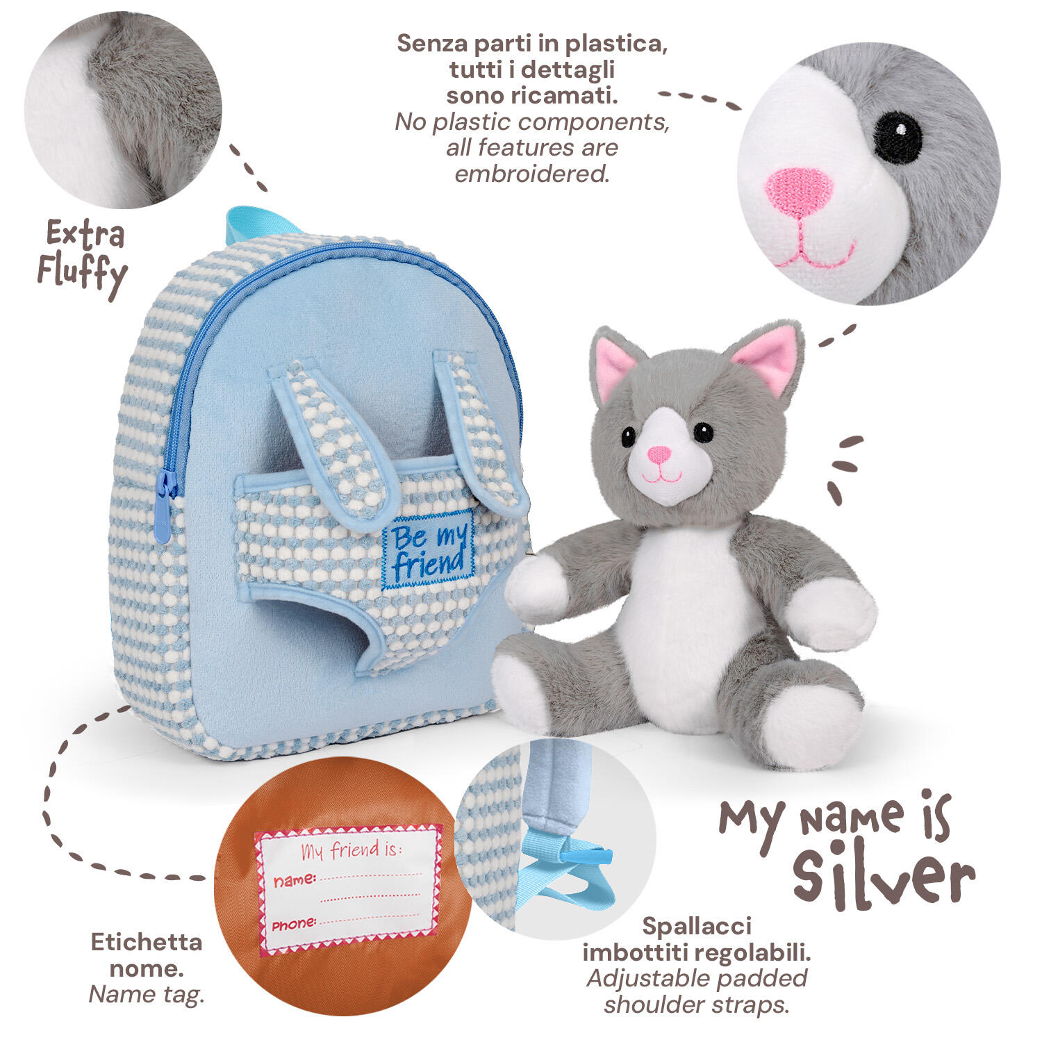 Zainetto con Peluche Gatto 4/7