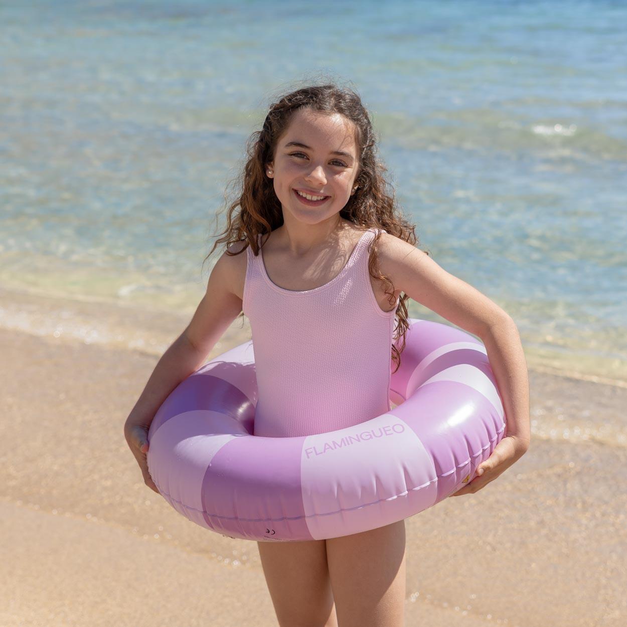 Flamingueo Flotador infantil hinchable doble válvula PVC donut rosa 3/7