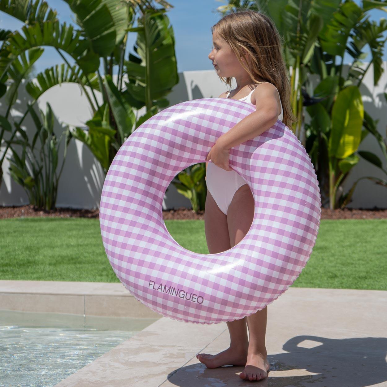 Flamingueo Flotador infantil hinchable doble válvula PVC donut vichy 3/7