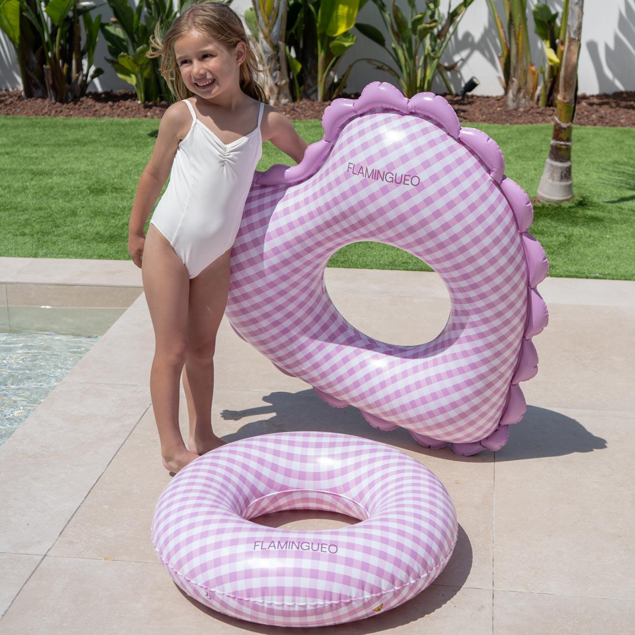 Flamingueo Flotador infantil hinchable doble válvula PVC donut vichy 7/7