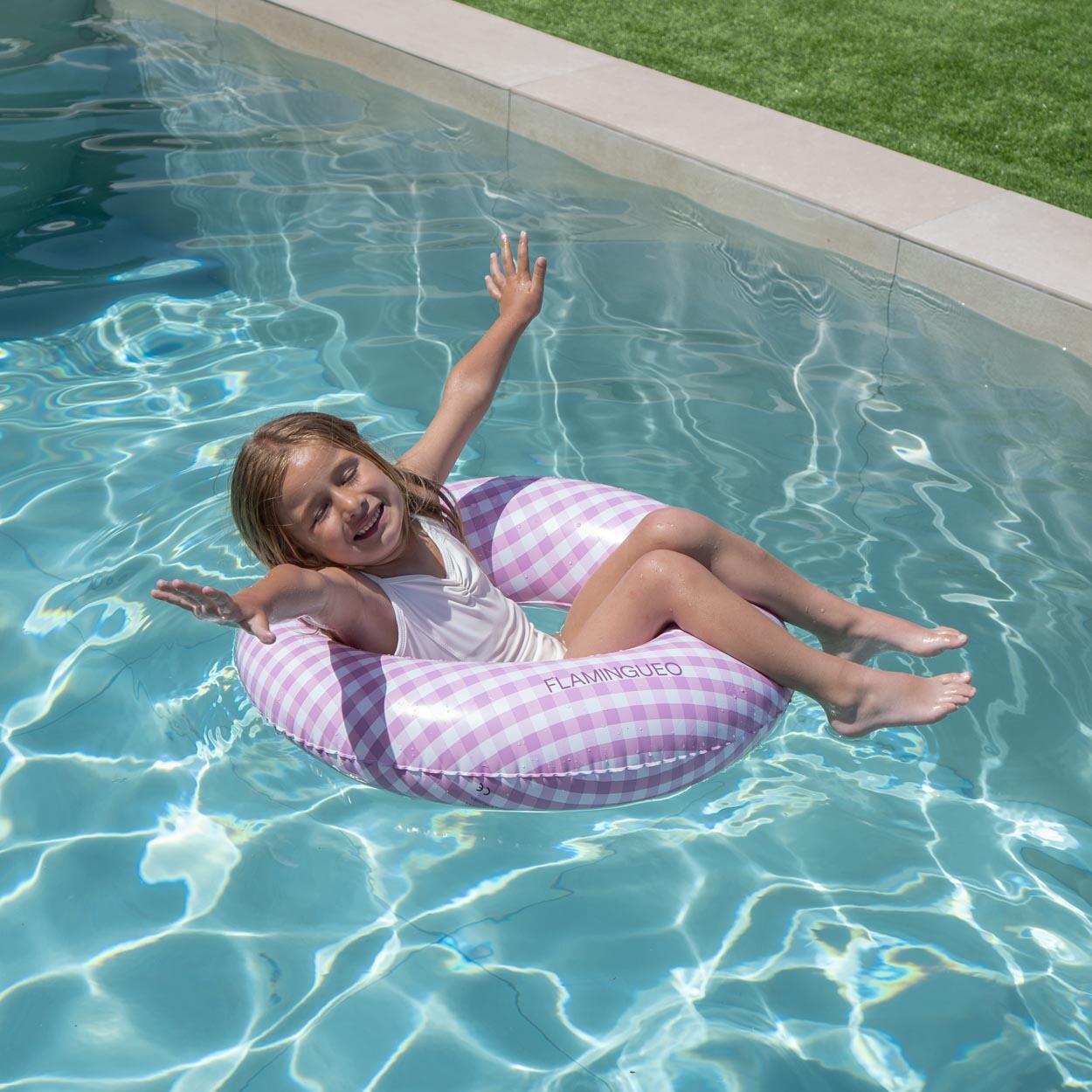 Flamingueo Flotador infantil hinchable doble válvula PVC donut vichy 6/7
