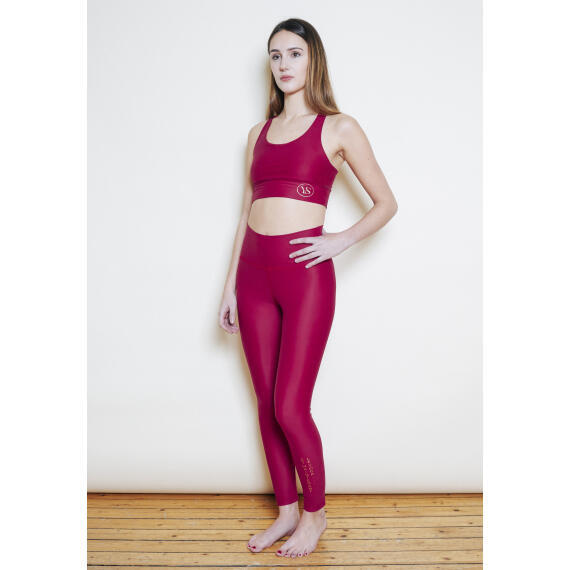 Legging yoga cerise recyclé taille haute gainant