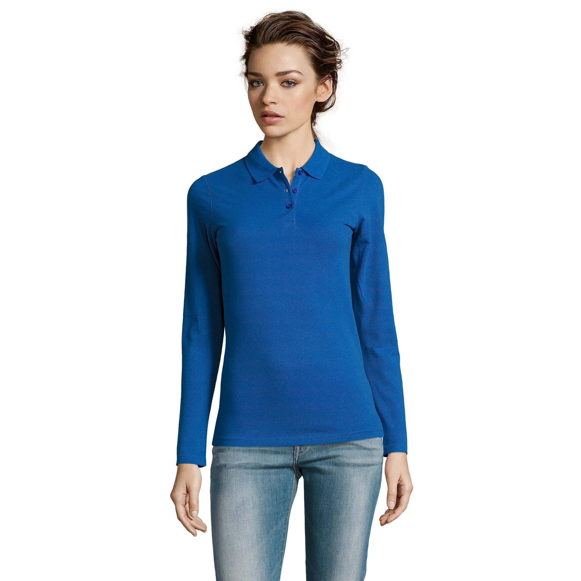 SOL'S Womens/Ladies Perfect Long Sleeve Pique Polo Shirt (Royal Blue)