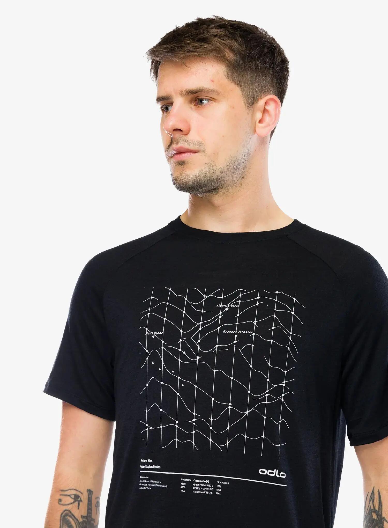 Koszulka z nadrukiem Odlo Merino Tencel Hyper Map Crew Neck S/S 4/7