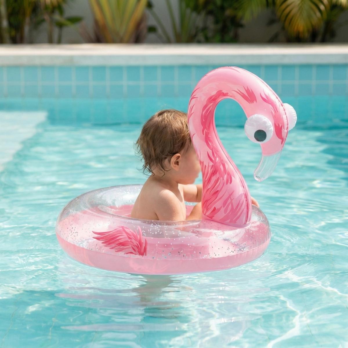 Bouée Jilong flamant rose à paillettes 5/5