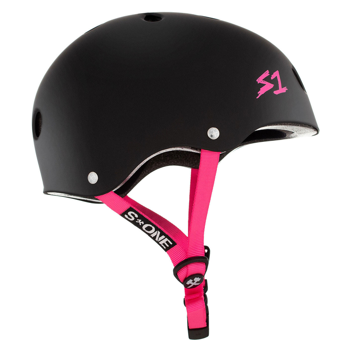Casque Lifer - Noir Mat - Sangles Roses - Taille S - S ONE 3/6