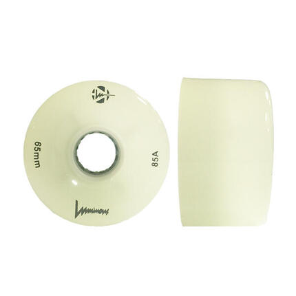 LUMINOUS Roue Longboard 65mm x 37mm 85A Blanc Phosphorescent [x4]