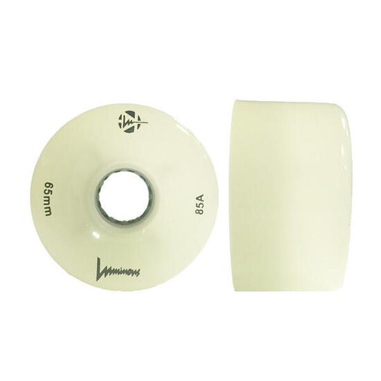 LUMINOUS Roue Longboard 65mm x 37mm 85A Blanc Phosphorescent [x4]