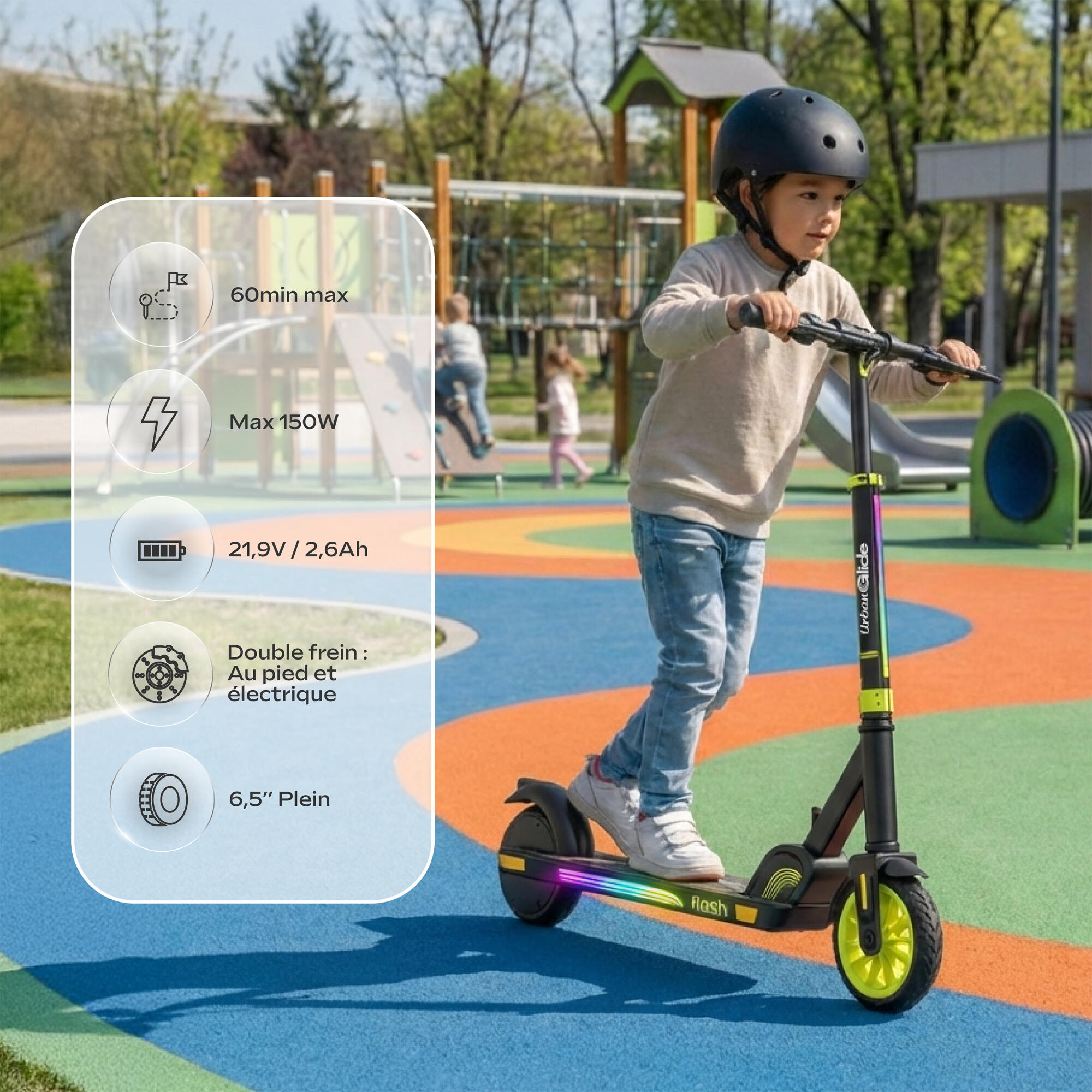 Urbanglide Flash – Monopattino Elettrico Bambini 6 anni+ | 16 km/h | LED RGB | 6 7/7